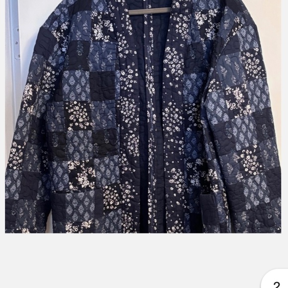 Style & Co Women’s Plaid Quilted Coat Sz X-Large Navy/White - Picture 6 of 6